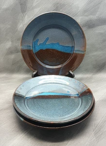 Set of 3 Handmade Ceramic Bowls Glazed Pottery with Unique Artisan Design Signed - Picture 1 of 6