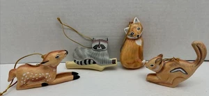 Lot Of 4 Woodland Creature Ornaments Handmade in Indonesia 4" - Picture 1 of 10