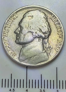 1939 Jefferson Nickel Doubled Die Reverse (DDR) Doubled Monticello Error - Picture 1 of 10