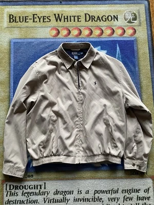 Винтажный Polo Ralph Lauren Harrington куртка Sz XL желтовато-коричневый бомбардировщик молнии пони медведь - Изображение 1 из 4