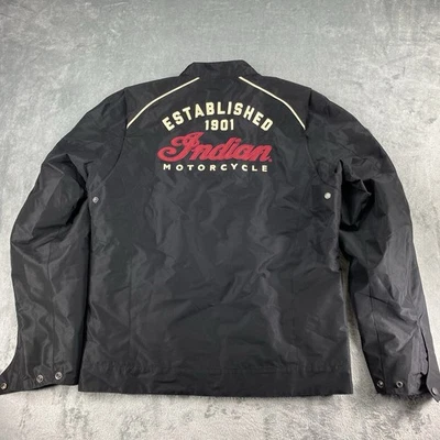 Indian Motorcycle Spirit Jacket Mens L Tall Black Lined Riding Full Zip Patch - Image 1 of 4