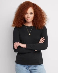 Hanes Women's Long Sleeve Crewneck T-Shirt 100% Cotton Tee Tagfree Size S to 2XL - Picture 1 of 66
