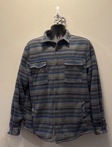 Voyager Men's Remote Fleece Sherpa Lined Snap Striped Long Sleeve Shirt Size L - Picture 1 of 4