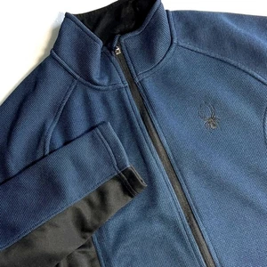 Spyder Mens Full Zip Jacket Small Blue Black Athletic Lightweight Pullover S - Picture 1 of 11