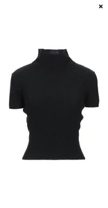 Pinko: schwarzer Kurzarmpullover mit Stehkragen Gr. Small - Bild 1 von 7
