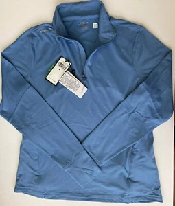 RLX Ralph Lauren Golf Long Sleeve Top M Shirt Zip Wicking Blue Jersey UV New - Picture 1 of 5