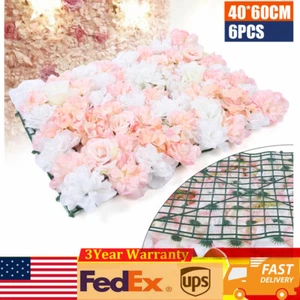 6 Stück Künstliche Seidenblume Wandpaneel Blumen Hintergrund Party Hochzeit Dekoration - Bild 1 von 9