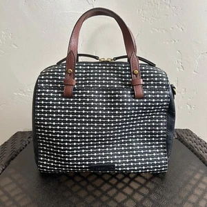 Fossil Rachel Satchel Hand Bag Purse Black/White READ - Picture 1 of 12