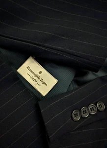 Chaqueta Ermenegildo Zegna Suiza Para Hombre Azul Rayas Lana EE. UU. Talla 46L Lujo - Imagen 1 de 11