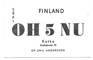 QSL Radio finlandese OH5NU Kotka Finlandia Suomi ham 1951 Emil Andersson 50 W DX SWL - Foto 1 di 1