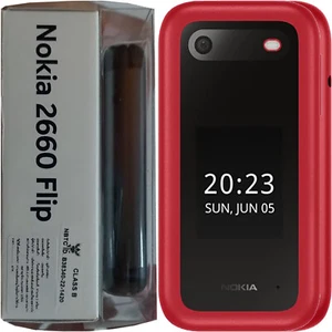NEW Nokia 2660 Flip 4G Red 128MB + 48MB Dual-SIM Factory Unlocked OEM Cellphone - Picture 1 of 4