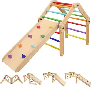 Kids Child Wooden Climbing Triangle Toddlers Baby Climber Ladder Gym Playground - Picture 1 of 8