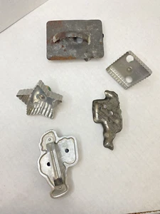 Vintage Cookie Cutters Wood and Metal Handles Santa Star Diamond Pig - Picture 1 of 13