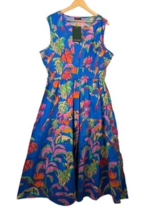 Anthropology Meadow Rodi Tropical boho colorato smocked maxi hawaiano taglia 2X - Foto 1 di 6