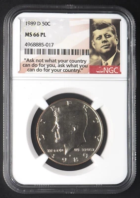 1989-D Kennedy Half Dollar NGC MS66 PL 50C - COINGIANTS - - Image 1 of 2