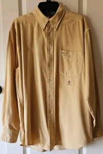 Tommy Hilfiger Button Up Pinwale Corduroy Shirt Yellow Vintage Men's Size Large - Picture 1 of 9