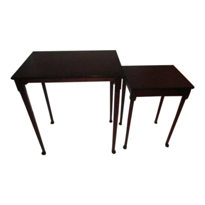 Bombaim Ninho Empilhamento Final Acento Mesa Lateral Mogno Madeira Par Frete Extra - Imagem 1 de 4