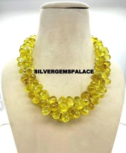 AAAA+ Rare Yellow Sapphire Faceted Drops Beads Teardrop Sapphire Gemstone Beads. - Picture 1 of 10