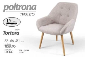 SEDIA POLTRONA TESSUTO ARREDO MODERNO SCANDINAVO LEGNO TORTORA h81*67*66 cm - Foto 1 di 3