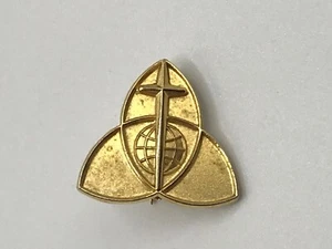 Pin de solapa de globo cruzado religioso pequeño vintage diseño de trébol de nave espacial - Imagen 1 de 7