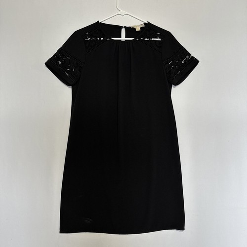 MICHAEL KORS Vestito donna nero pullover manica corta mini tubino piccolo