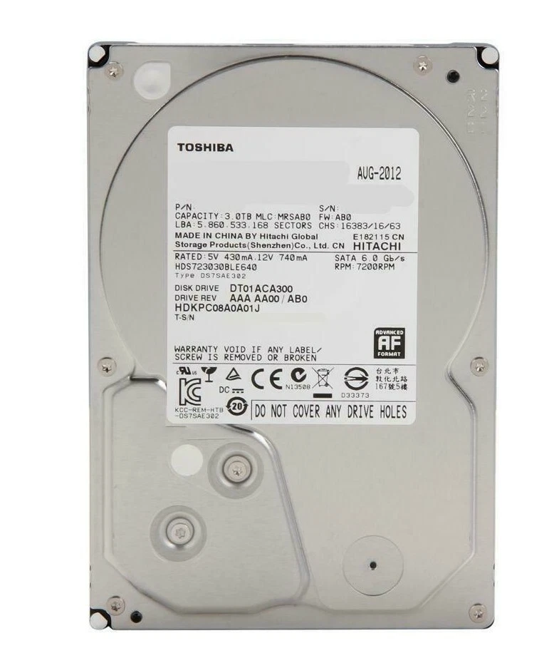 Toshiba DT01ACA300 3TB 7200 RPM SATA3/SATA 6.0 GB/s 64MB Hard Drive - Image 1 of 1