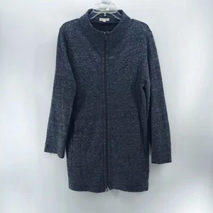 eileen fisher cardigan coat women size medium gray full zip lightweight casual - Picture 1 of 10