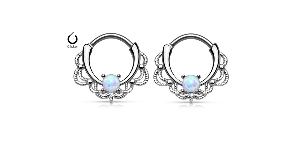 Пара кружевных одиночных опалов блестящие кликерные соски штанги щитки ювелирные изделия - Изображение 1 из 1