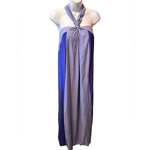 Nine West Color-Block Halter Maxi Dress Sz XL Clematis Blue CRUISE RESORT WEAR - Picture 1 of 7