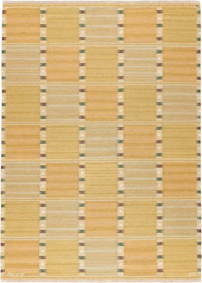 Yellow Flat weave Scandinavian Swedish Kilim Rug Living Room Area Rug Bedroom - Image 1 of 4