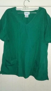 GRASS GREEN POLYESTER BLEND Scrub Top Work Uniforms US UNISEX LARGE Pre-Owned - Picture 1 of 4