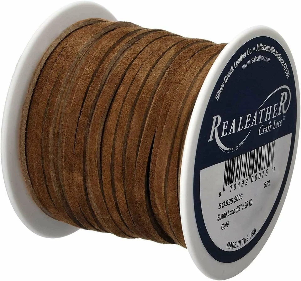 Realeather Cowhide Suede Lace, 1/8" x 25 yd, Multicolors Available - Image 1 of 4
