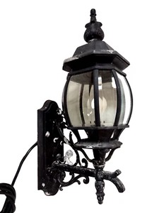 19th Century Wall Mounted Lamp Heavy Metal & Glass Large Outdoor Lamp 64cm 4.2kg - Picture 1 of 18