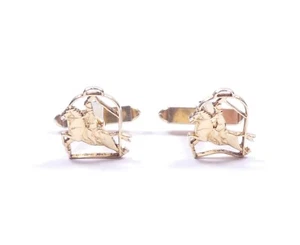 Herren Manschettenknöpfe Pferd Jockey & Steigbügel Gold auf 830 Silber 6,7 g - Bild 1 von 8