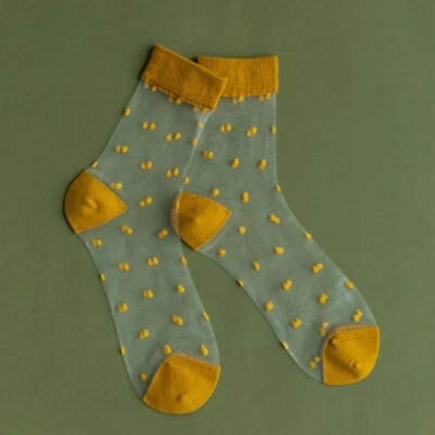 Calcetines Cortos Seda Lunares Transparente Transpirable Delgados Moda Verano Medias Foto 1 de 4