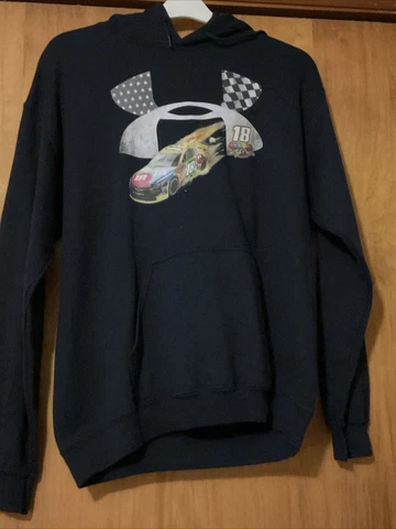 Kyle Busch # 18 Nascar M&M Pullover Fleece Hoodie  M Medium Sweatshirt Cover