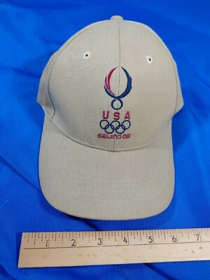 2008 USA Olympics Beijing 08 Logo VTG Baseball Cap Hat Flag Tan Adjustable - Image 1 of 4