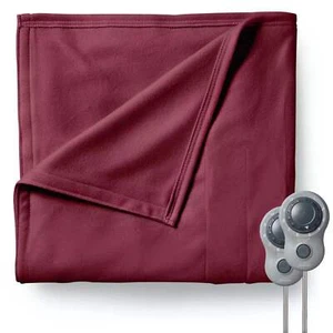 Sunbeam Queen Size Electric Fleece Heated Blanket in Garnet w Dual Zone - Picture 1 of 1