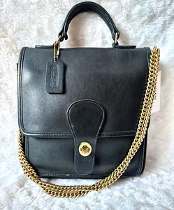 Vintage Coach Station Bag Forest Green Leather Crossbody Chain Strap 5130 - Picture 1 of 24