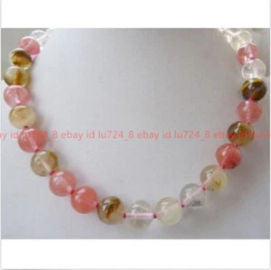 Graziosa collana gemme perle tormalina anguria multicolore rotonda 10 mm 18" - Foto 1 di 12