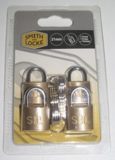 LOT x4 CADENAS INOX 21 MM PADLOCK SMITH & LOCK NEUF