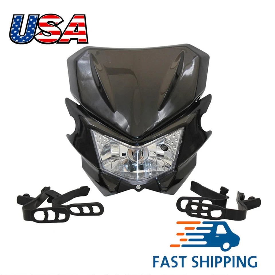 Black Dirt Bike  Headlight For Honda CR125 / 250R CR125M CR80R CRF150 / 230F - Image 1 of 4