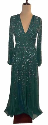 Vestido diseño ASOS lentejuelas/perlas verdes talla 6 nuevo con etiquetas Foto 1 de 4
