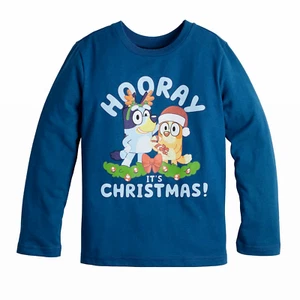 Bluey Bingo Christmas Shirt T Tee Girls Boy Kid Holiday 4 5 6 7 8 Disney Dog NWT - Picture 1 of 3