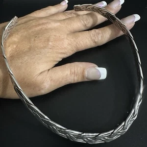 SCHÖNES EINZIGARTIGES ROBUSTES GEFLOCHTENES HALSBAND AUS NACHLASS STERLINGSILBER AUS GEFLOCHTENEM DESIGN 17" - Bild 1 von 24