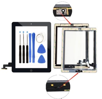 Black Screen Glass Digitizer replacement for iPad 2 A1395 A1397 A1396 + Tools - Image 1 of 3