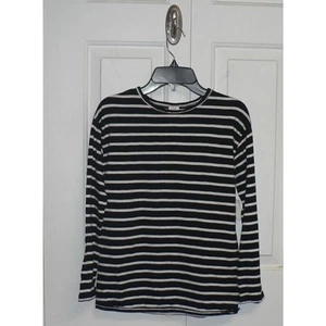 Stem Girls Long Sleeve Essential Layering Tee in Black & White Stripe Size 8 - Picture 1 of 4