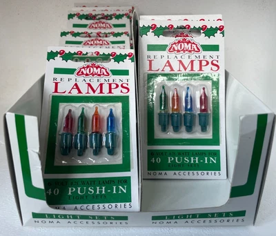 1 pack  4 NOS NEW vtg noma 0244 xmas christmas tree fairy light push bulbs 6V - Image 1 of 2