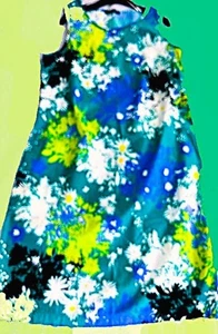Cotton Light women Dress size 16 floral Green mix sleeveless, Summer knee lo zip - Picture 1 of 7