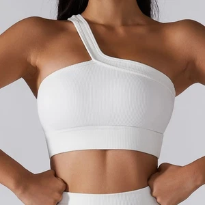 Sports, fitness, knitted yoga clothes, single shoulder bra - Picture 1 of 17